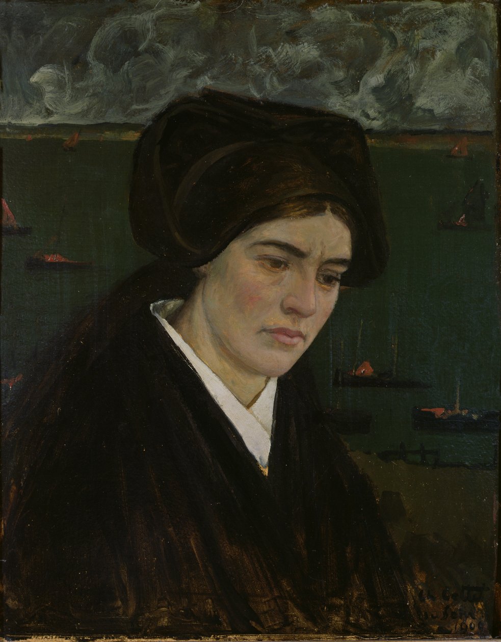 イルドセインの若い女性、1909年（カードに油彩） 作： チャールズコット