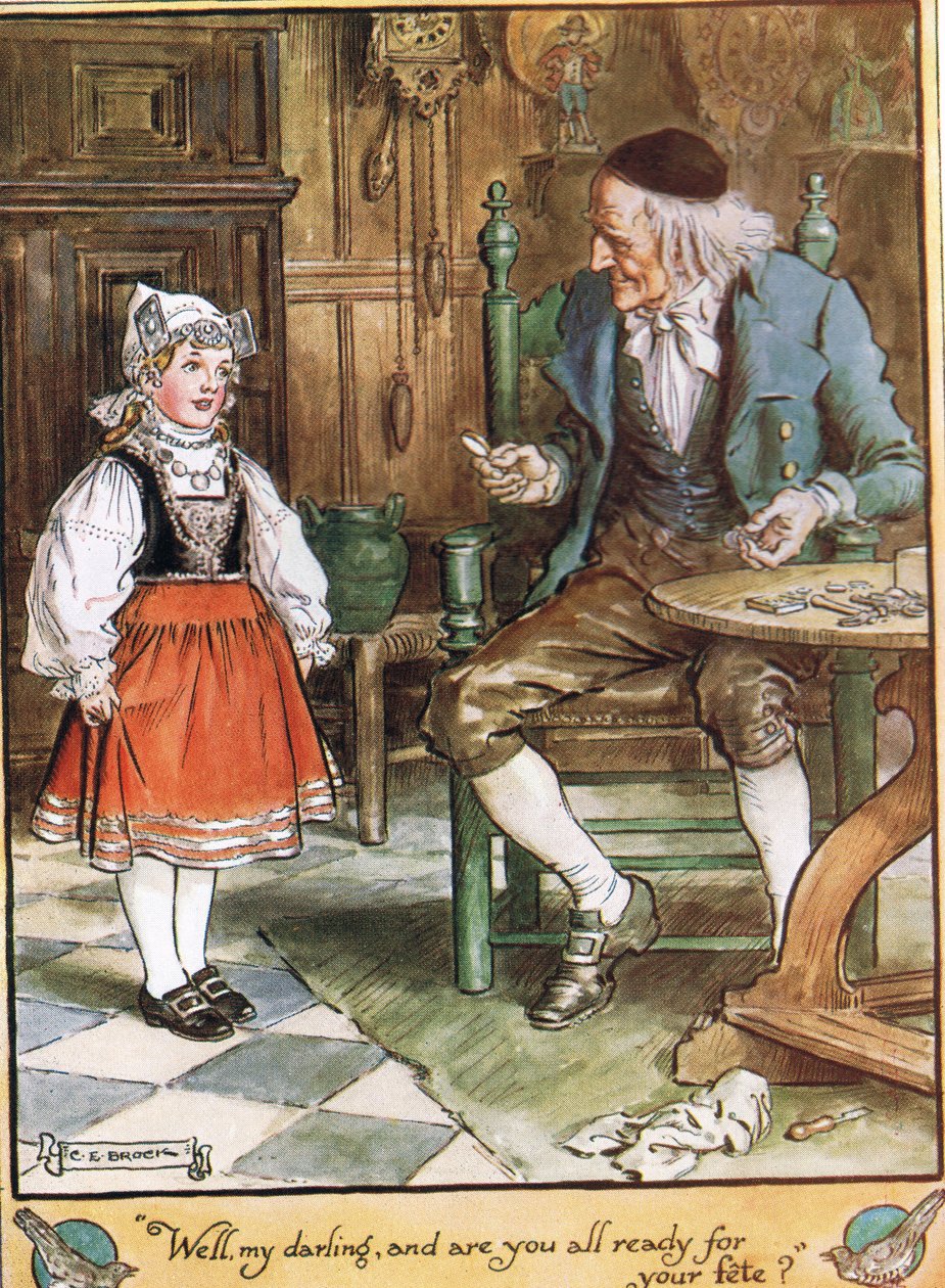 フェットの準備ができて、モレスワース夫人による「The Cuckoo Clock」のイラスト、1930年にMacmillanから出版 作： チャールズ・エドモンド・ブロック