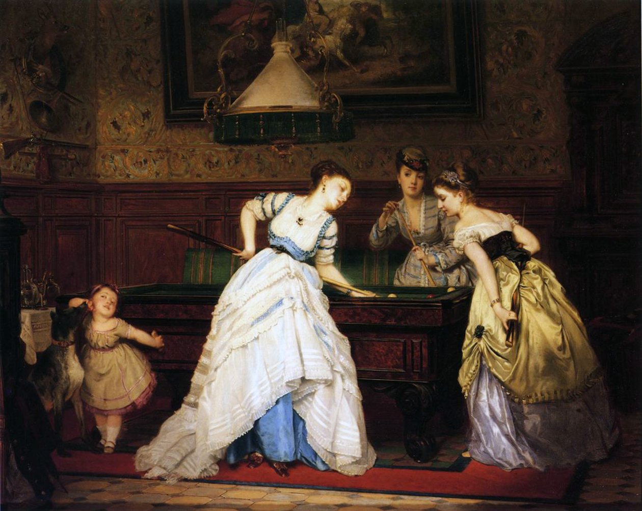 ビリヤードをする女性、1869 作： チャールズ・エドゥアール・ブティボンヌ