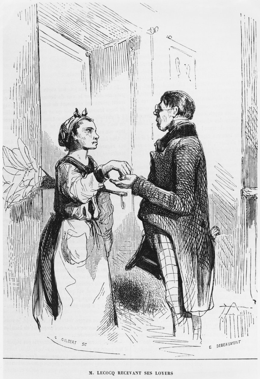 &39;M.チャールズギルバート（19世紀）のイラストが1843年の「レヴューピトレスク」から彫刻された、家賃を稼ぐルコック 作： シャルル・エドゥアール・ド・ボーモン