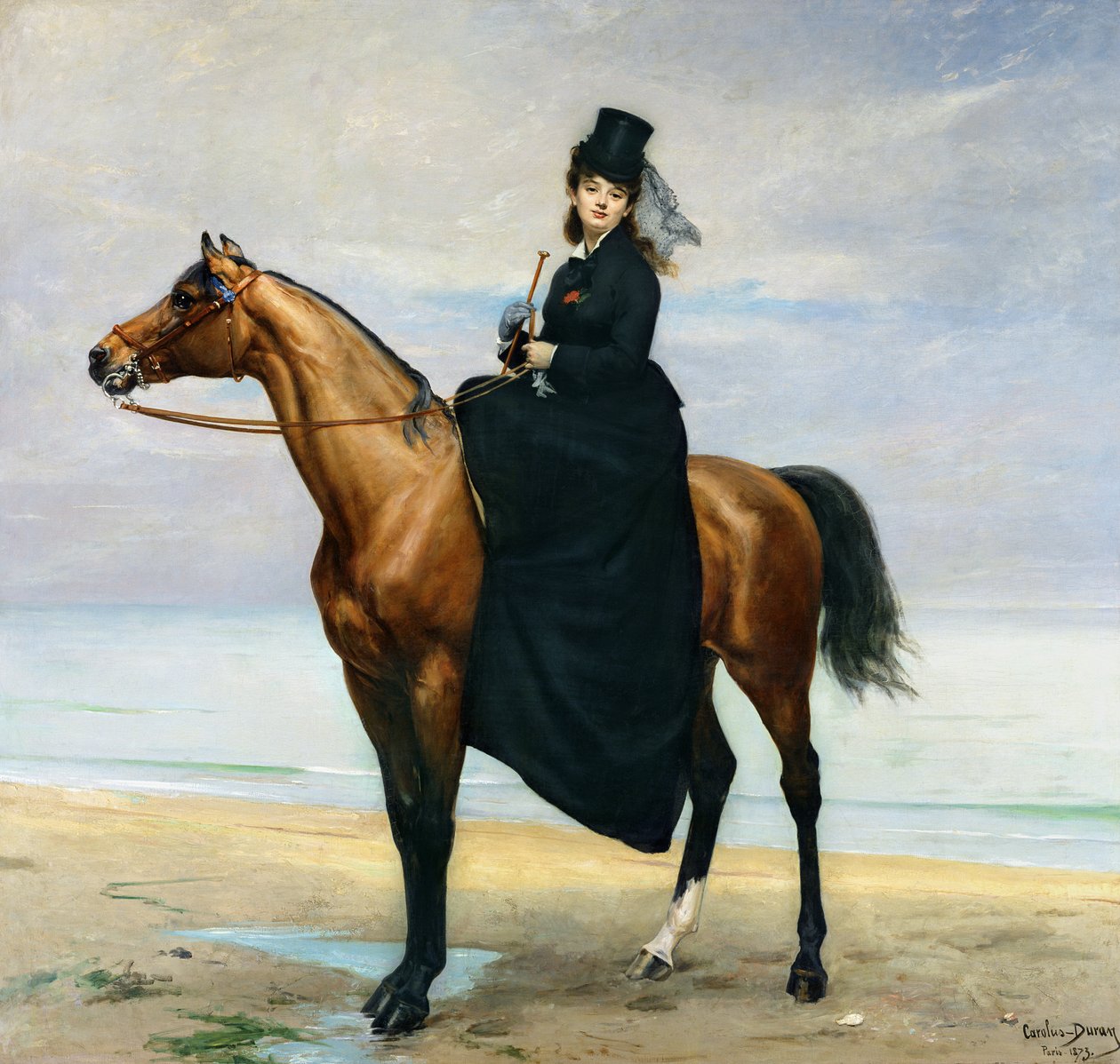 マドモアゼル・クロワゼットの乗馬肖像、1873 作： シャルル・エミール・オーギュスト・カロルス・デュラン