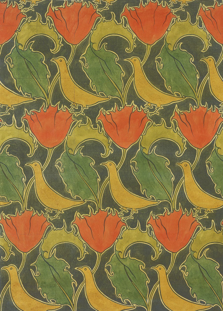 19世紀後半のVoysey Birds（トイレットペーパーと鉛筆） 作： チャールズ・フランシス・アネスリー・ヴォイジー