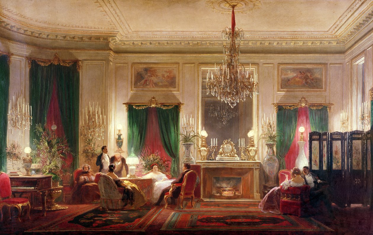 マチルデボナパルト王女のサロン（1820年〜1904年）、1859年パリのクールセル通り 作： チャールズジロー
