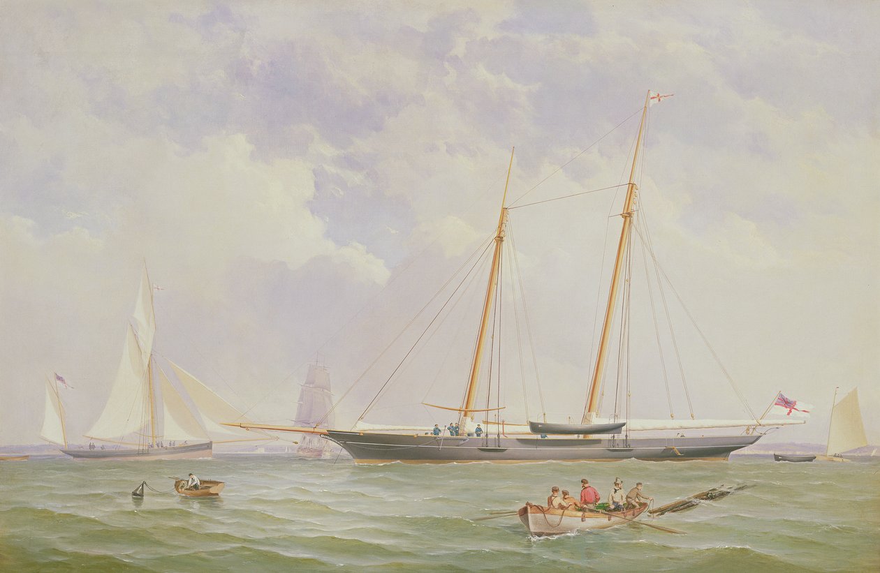 1863年の針からの110トンロイヤルヨット飛行隊スクーナー「バイキング」の肖像画 作： チャールズ・グレゴリー