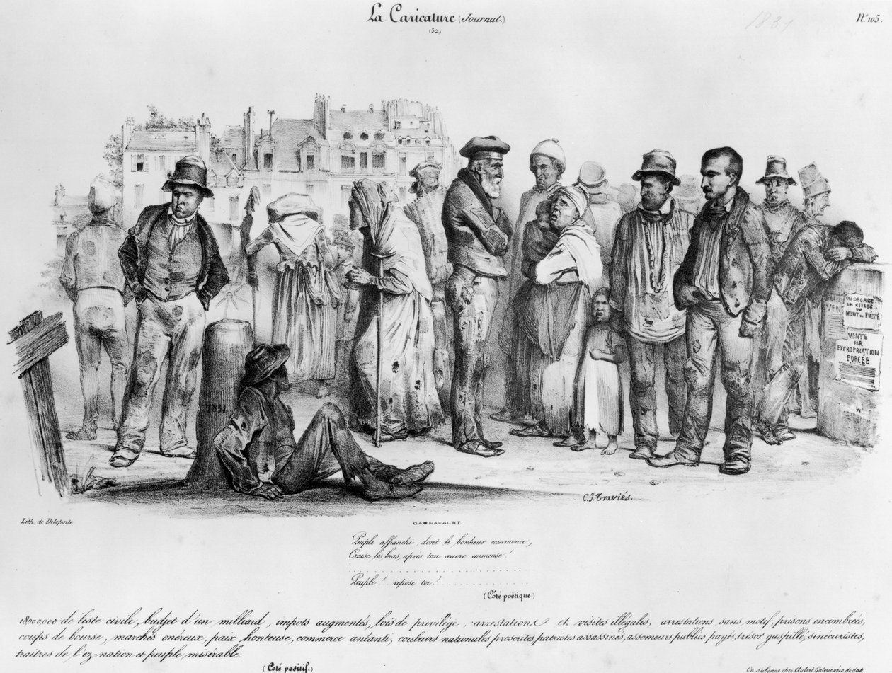 1831年にデラポルテによって彫刻された「ラカリカチュア」の解放された人々 作： チャールズ・ジョセフ・トラヴィス・ド・ヴィリエ