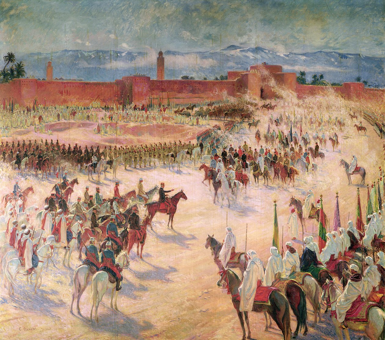 1912年、1915年にリュウテイ将軍（1854-1934）とマンジン将軍（1862-1925）がマラケシュに入る 作： チャールズジュールデュベント