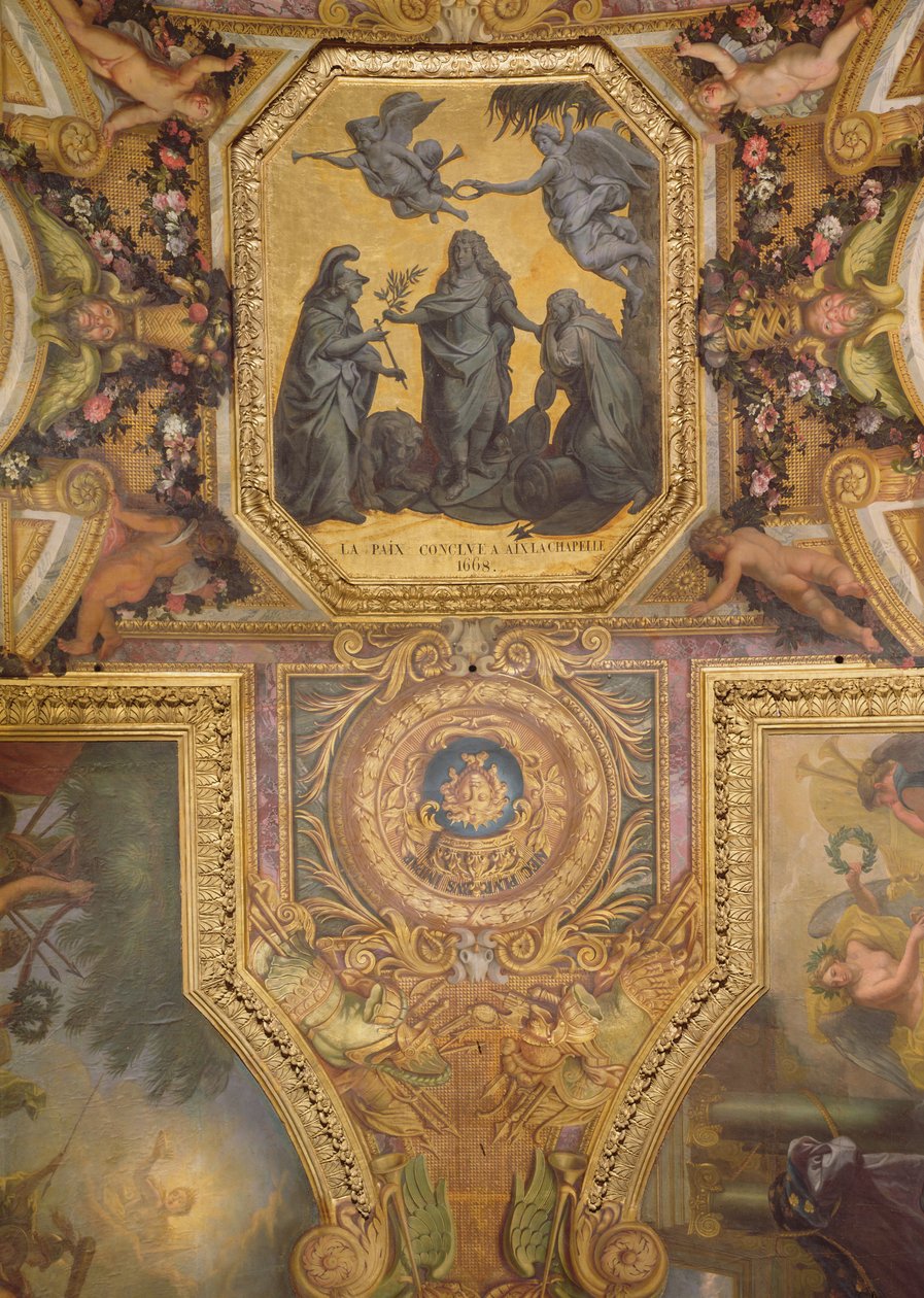 1668年にエクスラシャペルで行われた平和、Galerie des Glacesの天井画 作： チャールズ・ル・ブラン