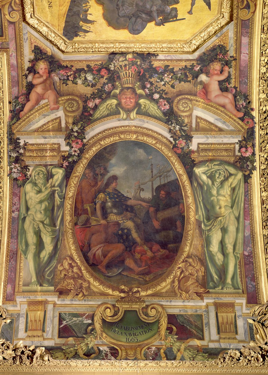 1663年の航海権の再確立、Galerie des Glacesの天井画 作： チャールズ・ル・ブラン