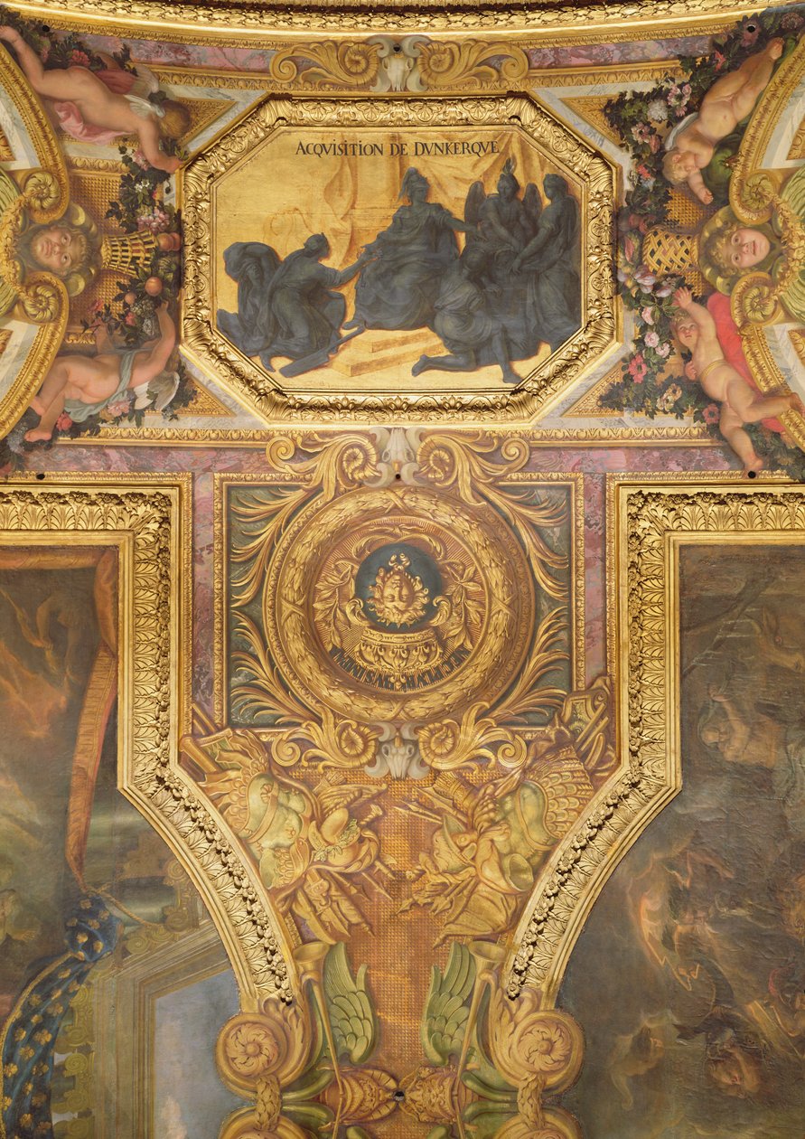 1662年のダンケルクの買収、Galerie des Glacesの天井画 作： チャールズ・ル・ブラン