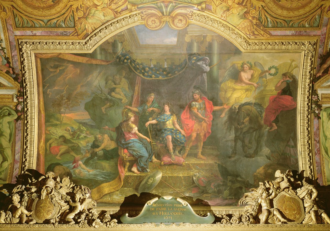 1671年にオランダとの戦争を決意した氷河美術館の天井画 作： チャールズ・ル・ブラン