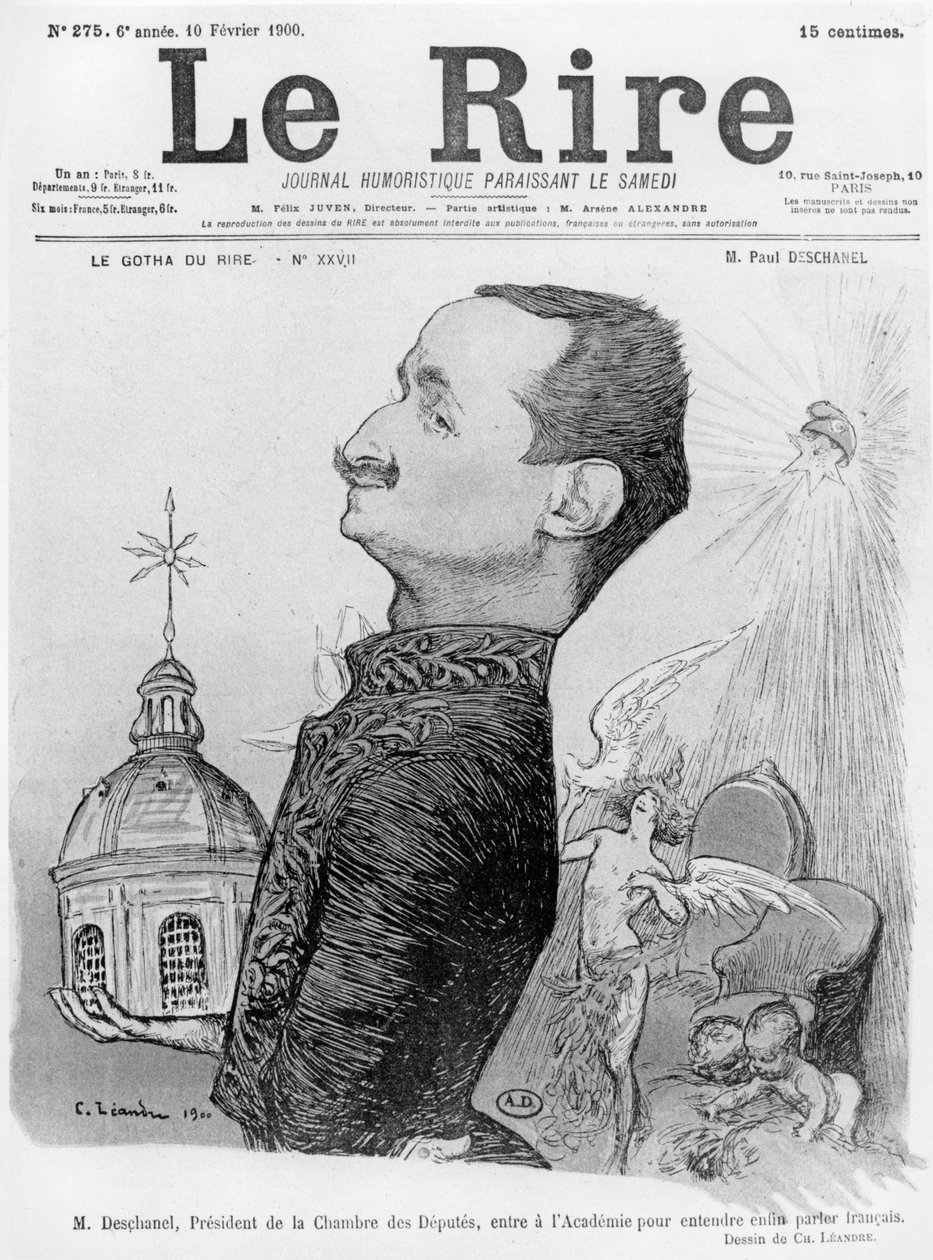 ポール・デシャネルの風刺画、「ル・リール」より、1900年2月10日 作： チャールズ・ランドレ