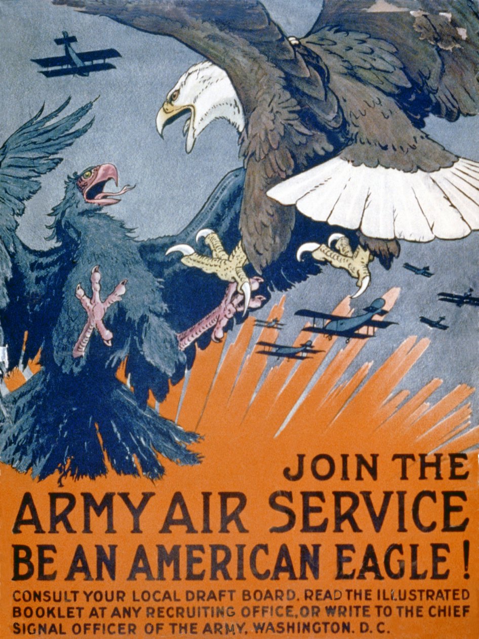 陸軍航空隊に参加して、アメリカンイーグルになってください！、c.1917 作： チャールズリビングストンブル
