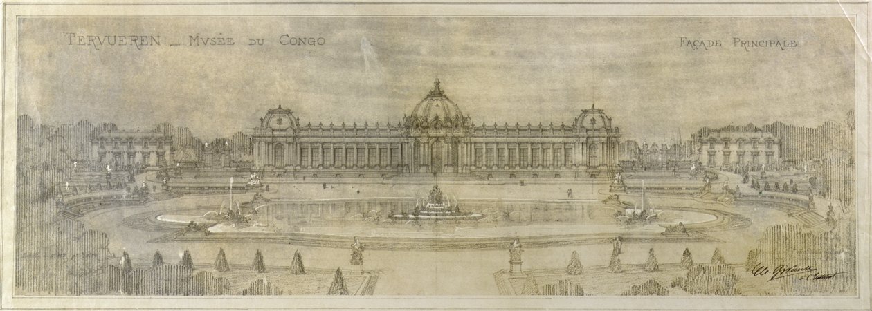 1909年にテルビューレンにあるコンゴ美術館のメインファサード 作： チャールズルイジロー