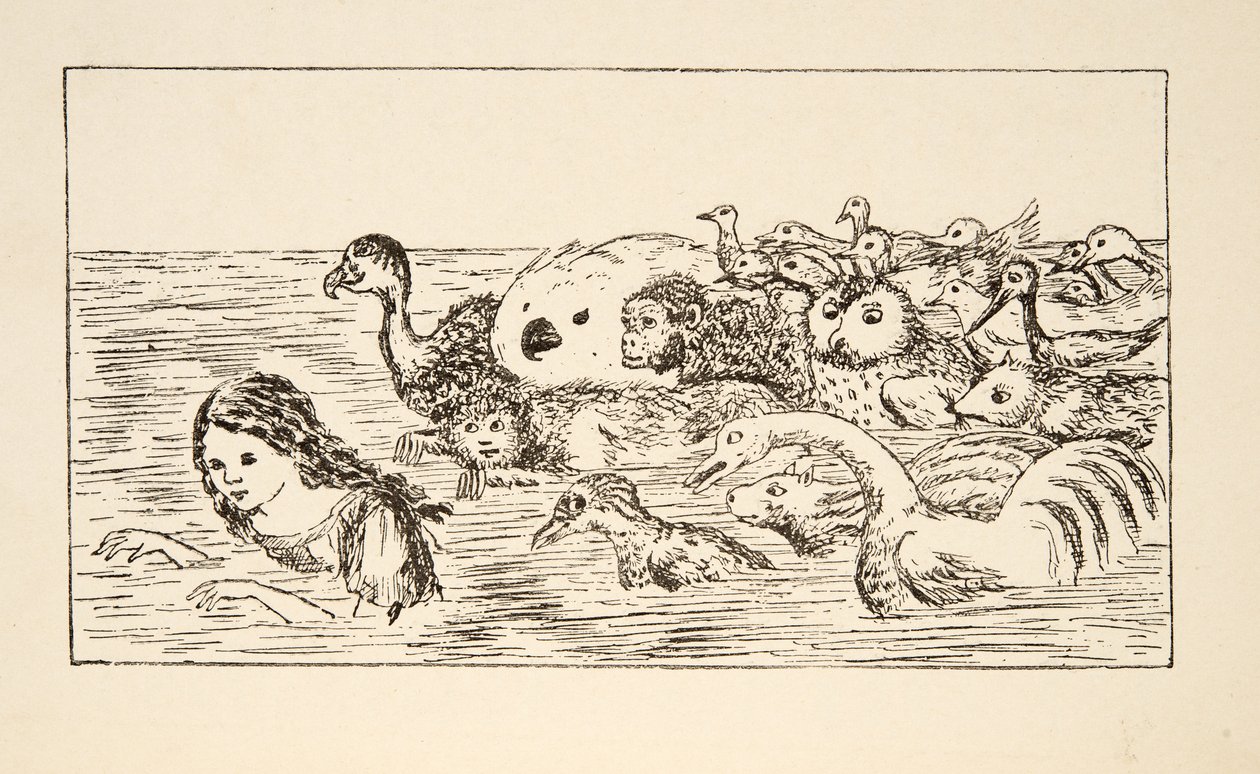 涙のプールで泳いでいるアリス、イラストはアリスの地下の冒険、パブ。 1886（ファクシミリ） 作： チャールズ・ルトウィッジ・ドジソン