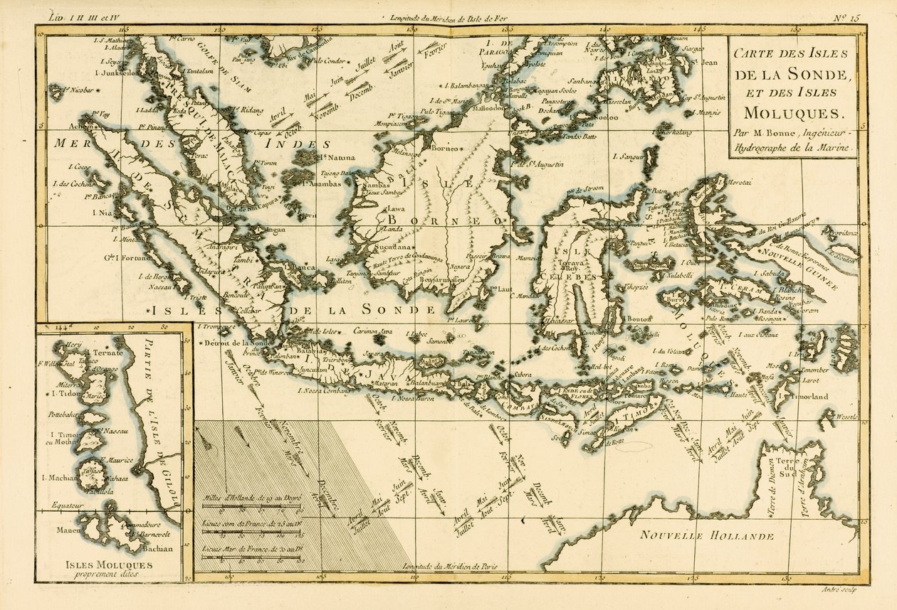ギヨーム・レイナル（1713-96）による「地球のすべての既知の部分の地図」からのインドネシアとフィリピン、ジュネーブ、1780年 作： チャールズ・マリー・リゴバート・ボン