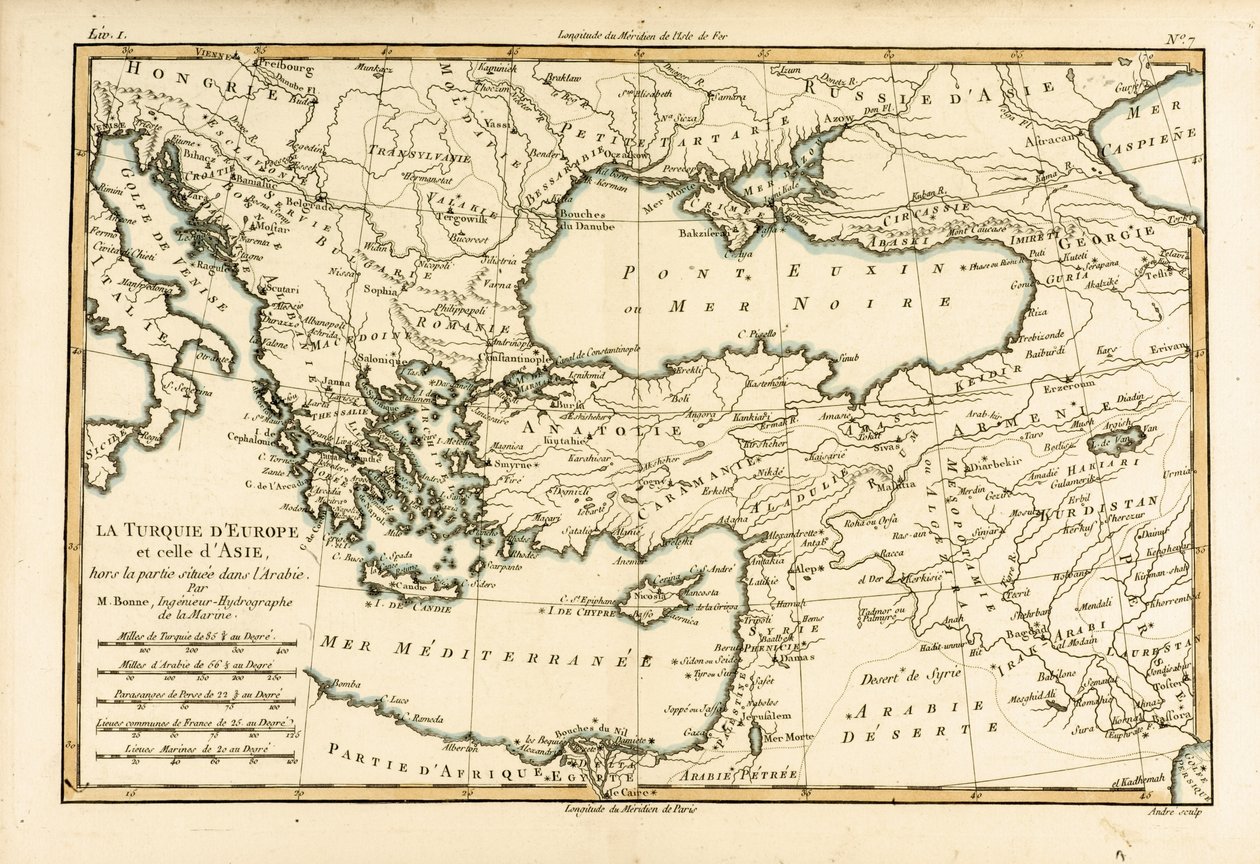 トルコ、ギヨーム・レイナル（1713-96）による「地球のすべての既知の部分の地図」から、1780年にジュネーブで出版 作： チャールズ・マリー・リゴバート・ボン