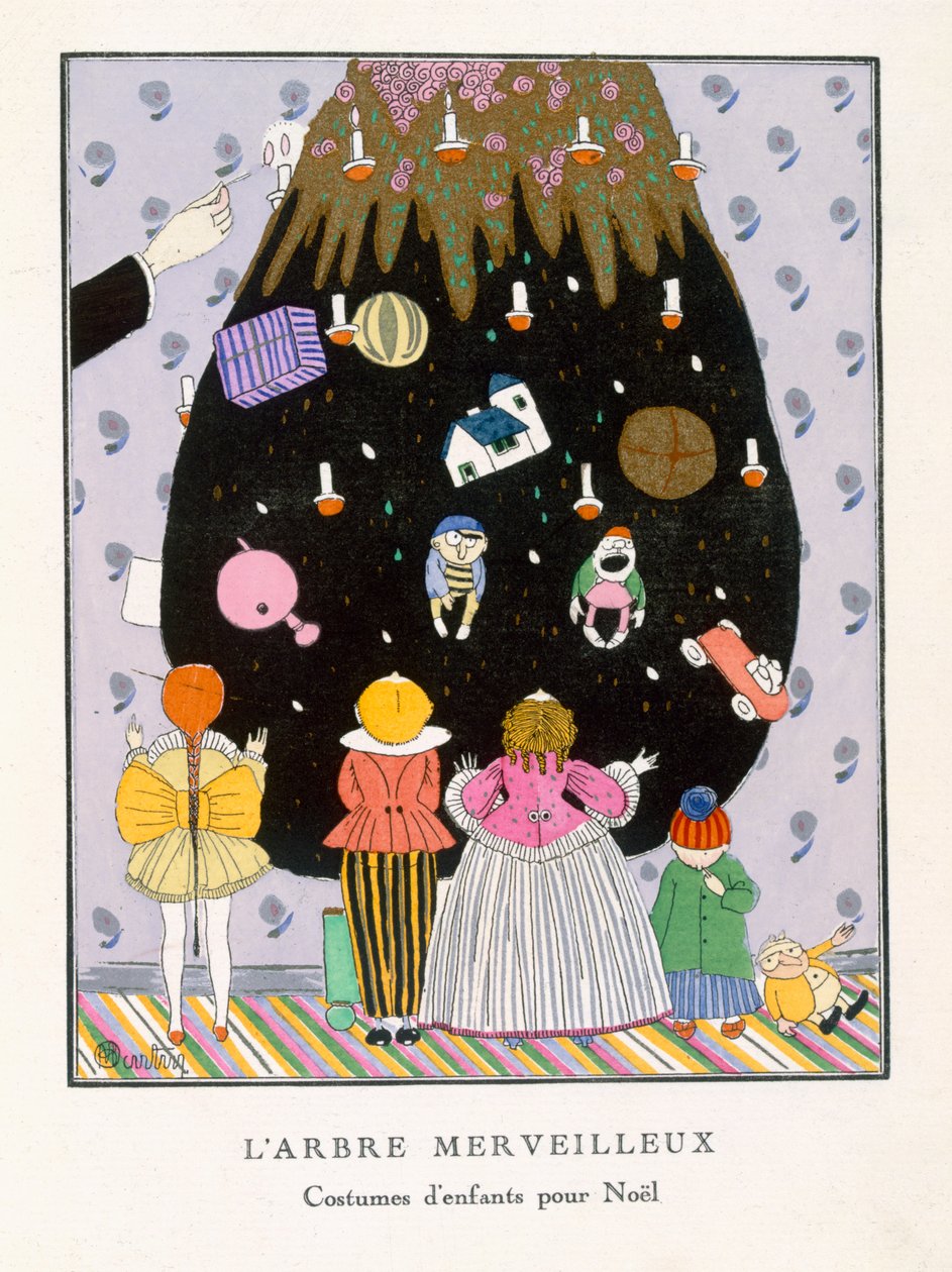 マーベラスツリー、クリスマスの子供用ファッション、「ガゼットデュボントン」第1号、1914年1月の版III（pochoirプリント） 作： チャールズ・マーティン