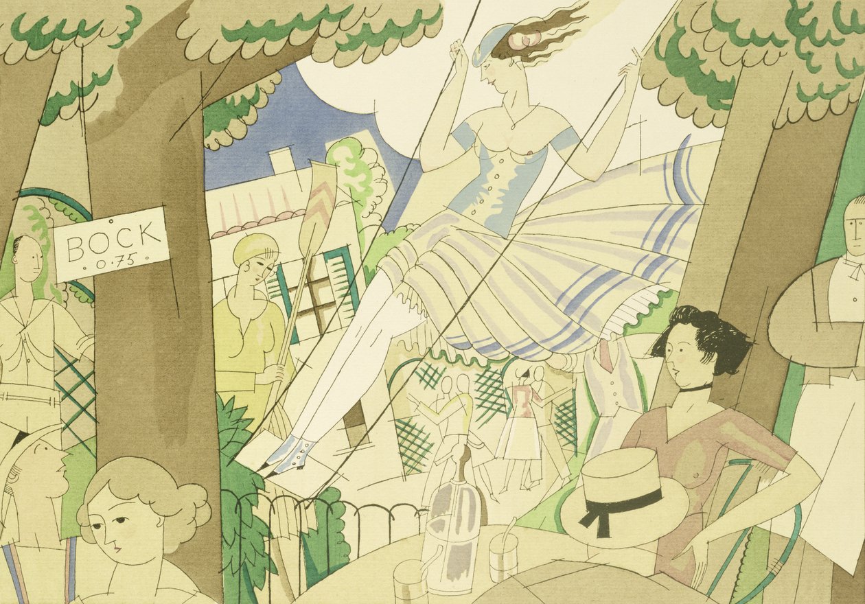The Swing、c.1920（紙のステンシル） 作： チャールズ・マーティン