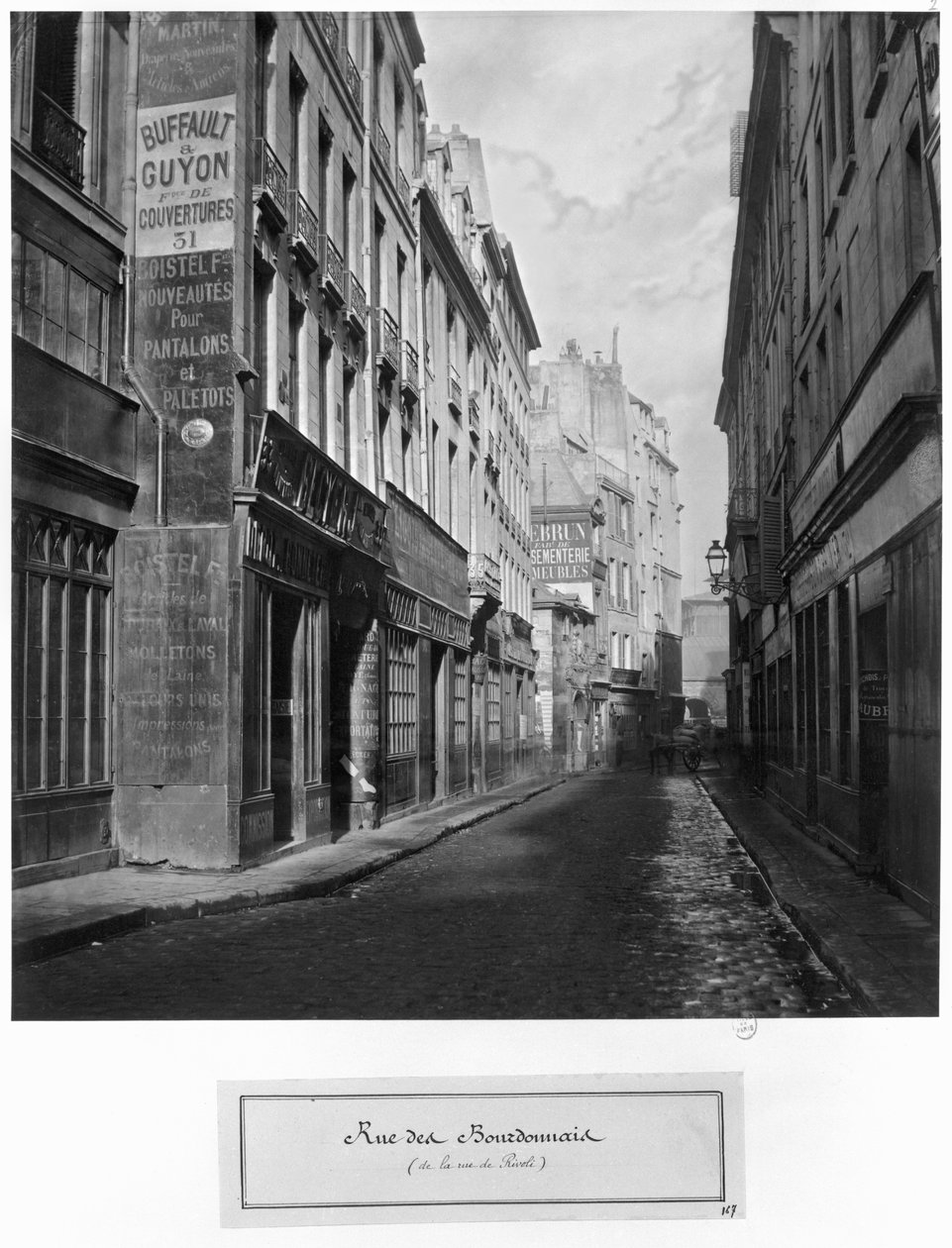 Rue des Bourdonnais（rue de Rivoliから）パリ1858-78 作： チャールズ・マーヴィル