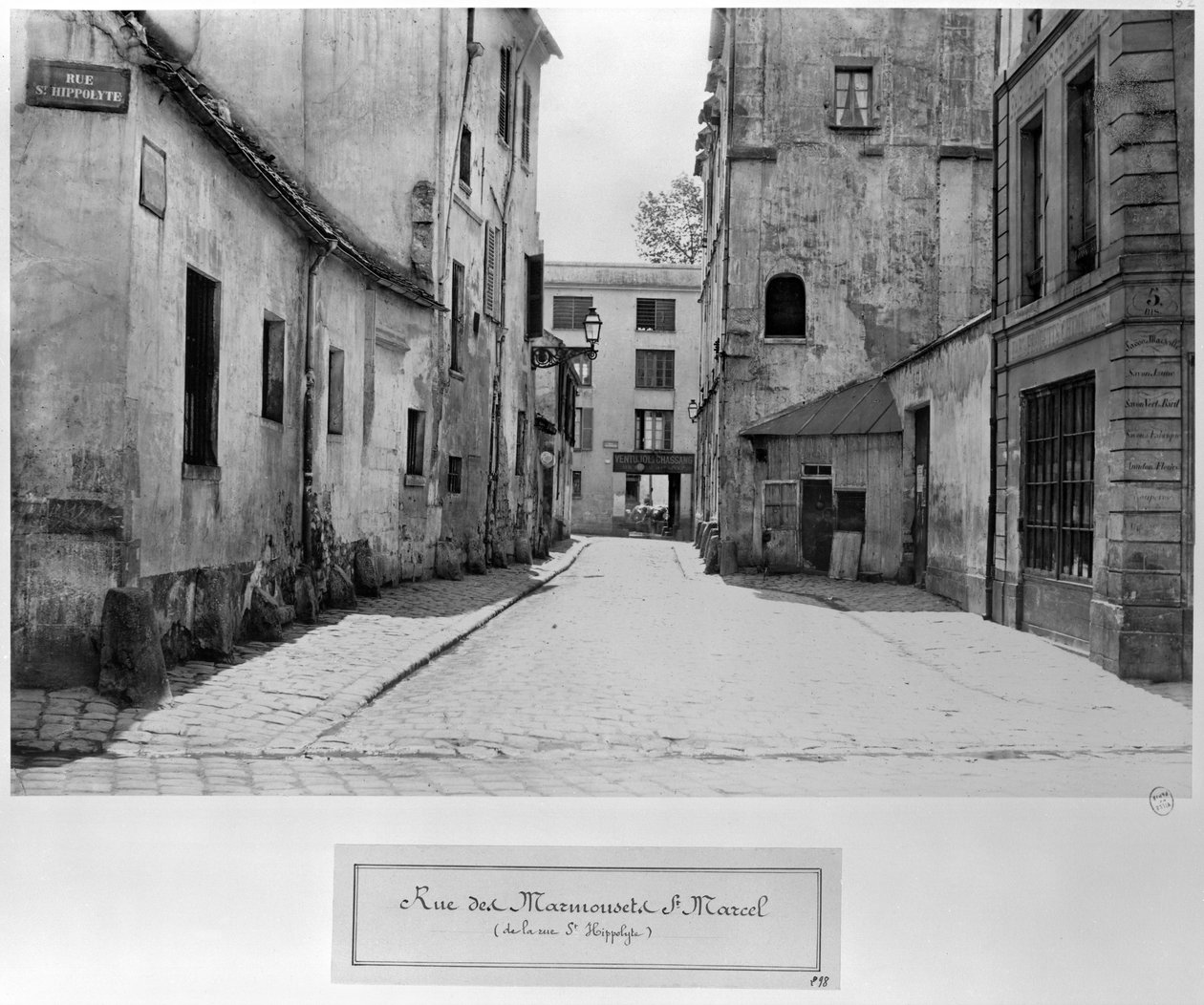 Rue des Marmousets Saint-Marcel、rue Saint-Hippolyte、パリ、1858-78 作： チャールズ・マーヴィル