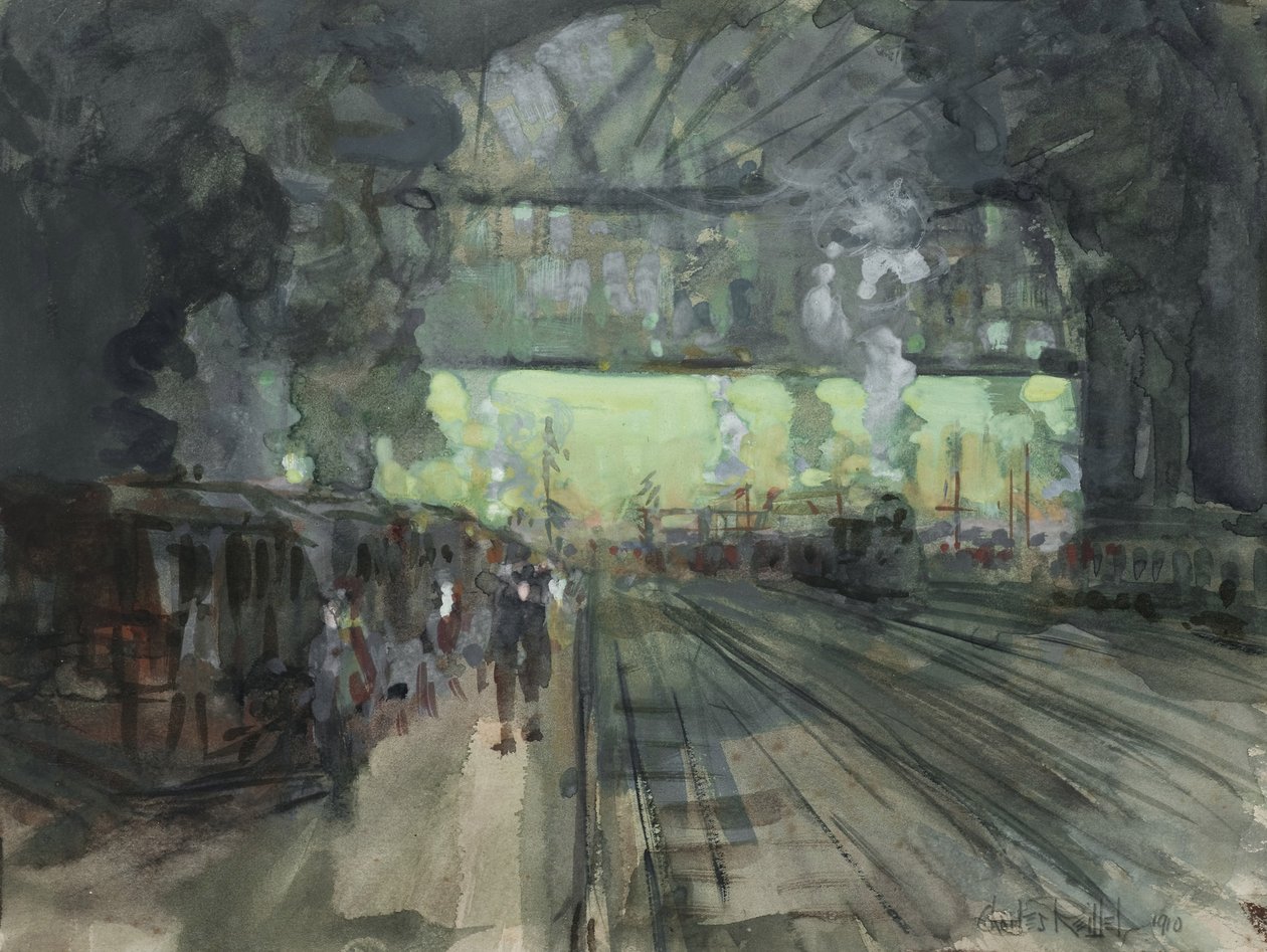 鉄道ヤードの冬の夜、1910 作： チャールズ・P・レイフェル