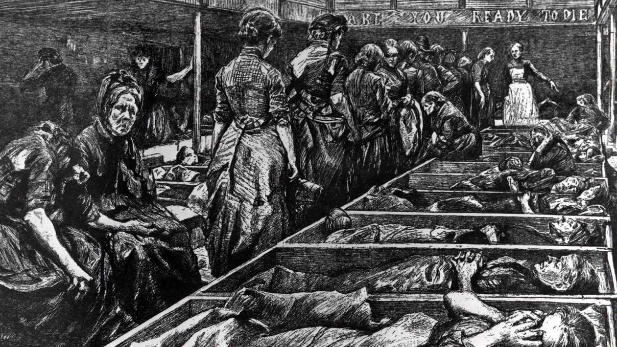 救世軍の女性の避難所、「グラフィック」のイラスト、1892年2月27日 作： チャールズポールルノアール