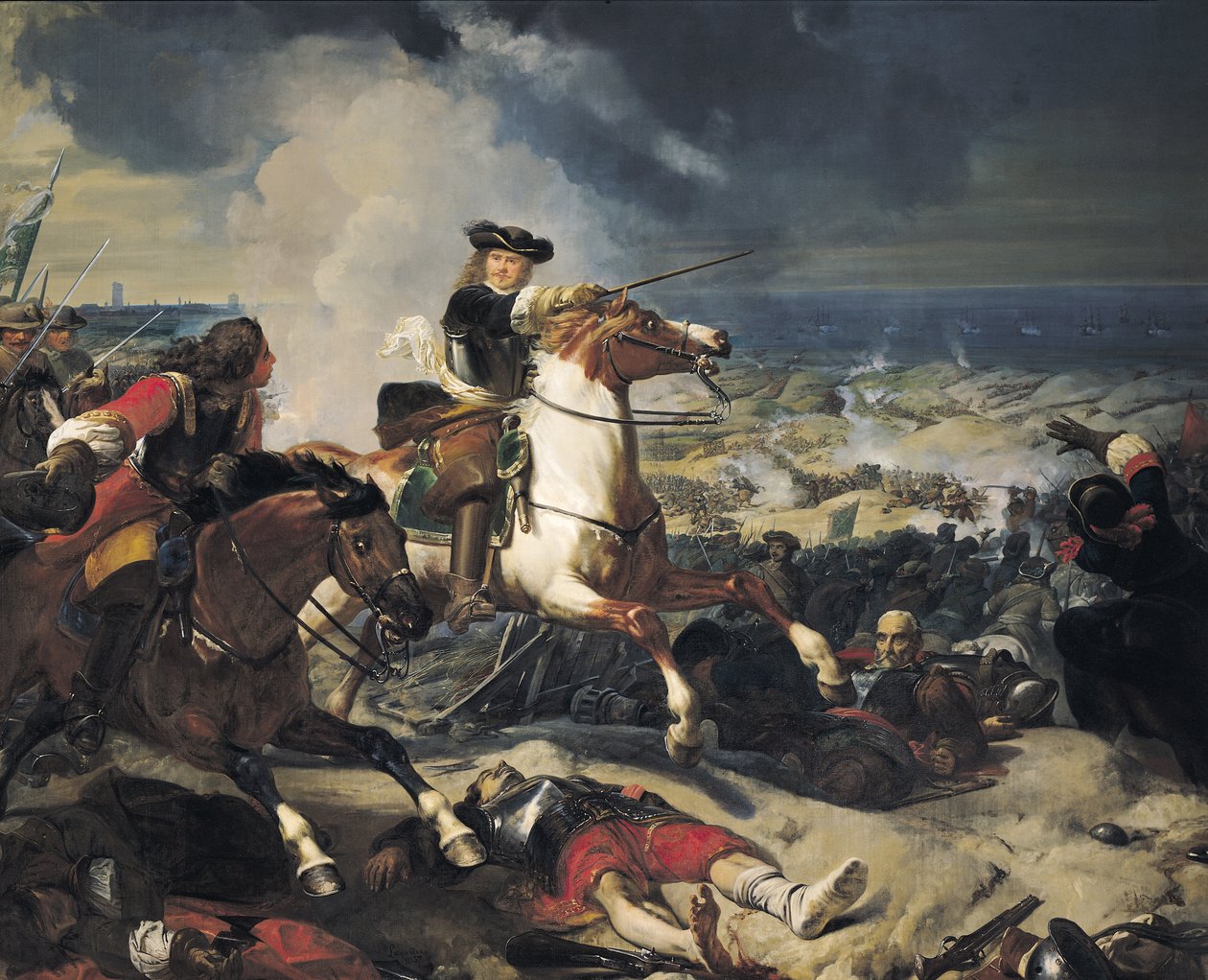 砂丘の戦い、1658年6月14日、1837年 作： チャールズフィリップラリヴィエール