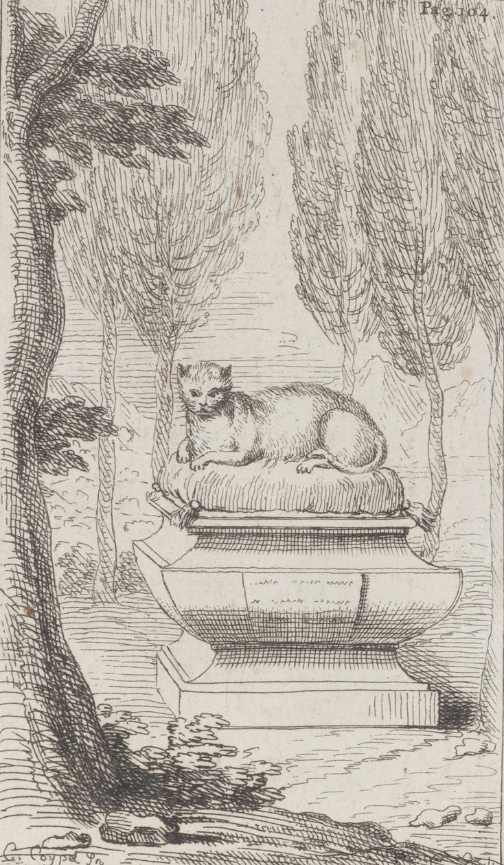 墓の上の猫, 1714-52., 1714-52. 作： チャールズ・アントワーヌ・コワペル