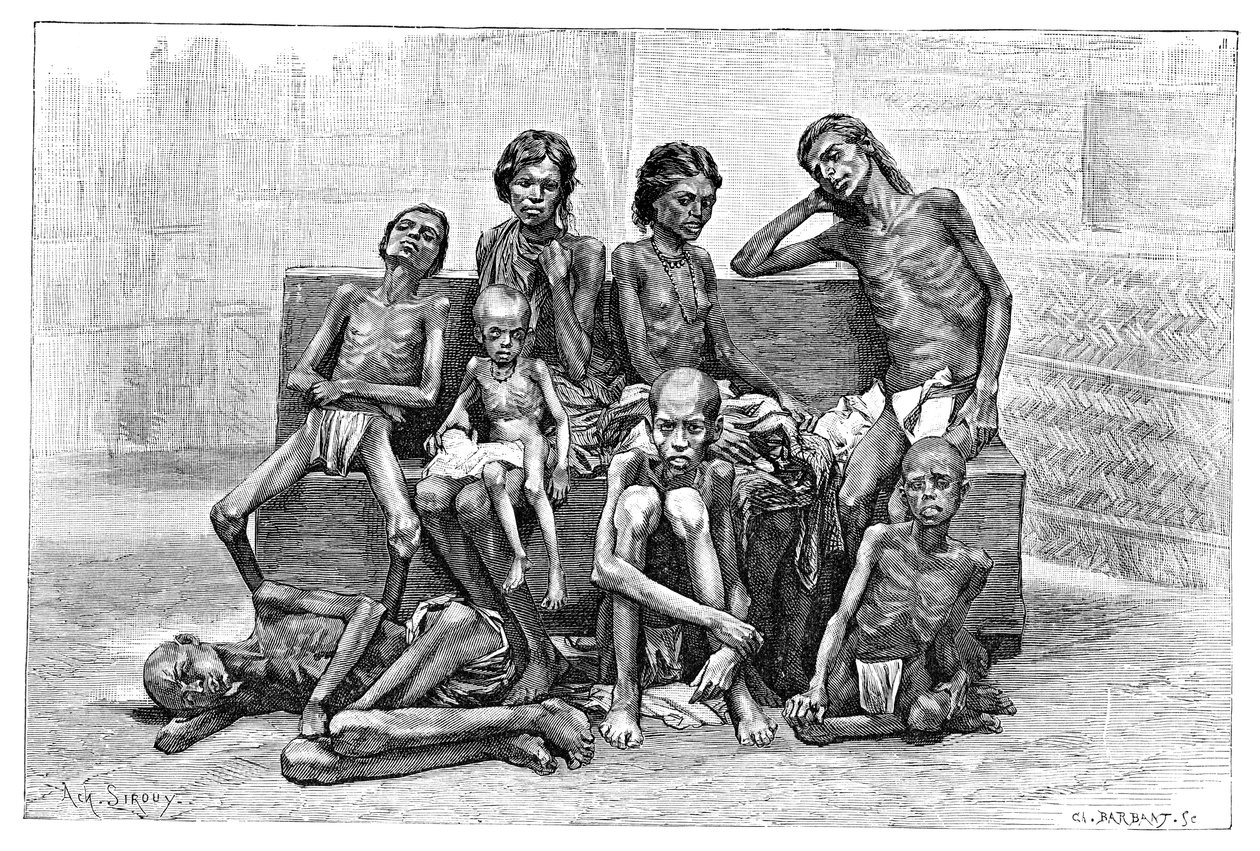 飢饉の犠牲者、インド、1895年。 作： チャールズ・バルバント