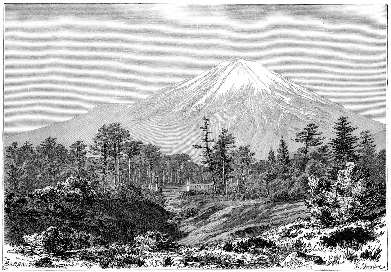 富士山、日本、1895年。 作： チャールズ・バルバント