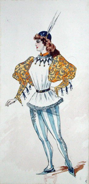 1894年にパリ・オペラ座で上演されたジュゼッペ・ヴェルディ（1831-1901）の「オテロ」初演時の衣装デザイン 作： チャールズ・ビアンキーニ