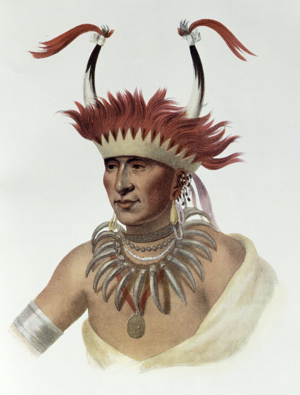 Chon-Mon-I-Caseまたは &39;L&39;Ietan&39;、Oto Half-chief、1821、illustration from &39;The Indian Tribes of North America、Vol.1&39;、Thomas L. McKenney and James Hall、pub。ジョン・グラント 作： チャールズバードキング