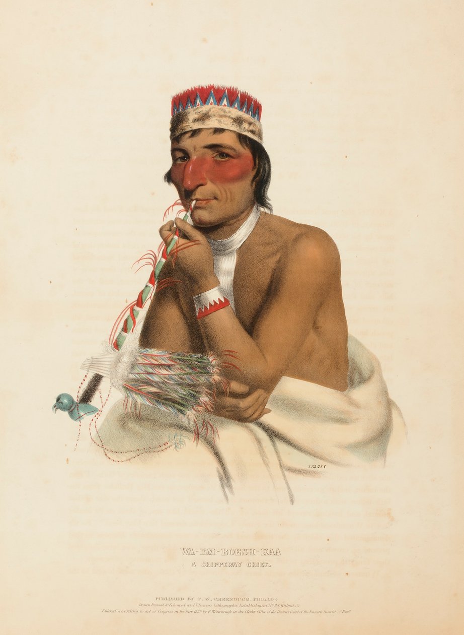 ワ・エム・ボエシュ・カー北米インディアン部族史より「A CHIPPEWAY CHIEF. 作： チャールズバードキング
