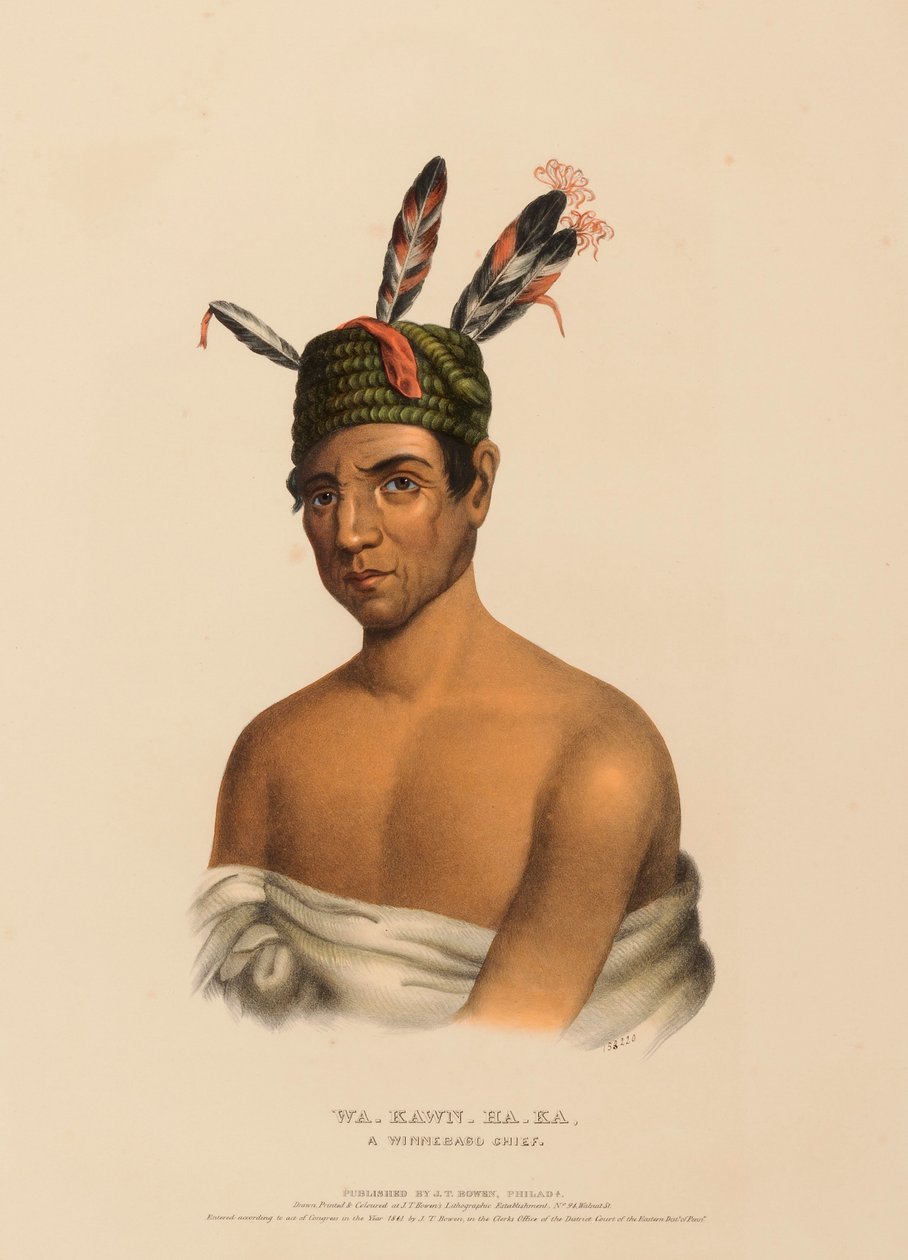 WA-KAWN-HA-KA, A WINNEBAGO CHIEF（『北米インディアン部族史』より 作： チャールズバードキング