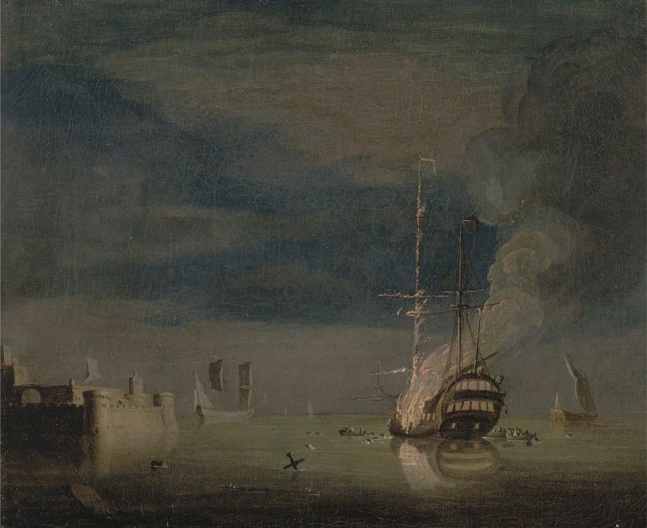 A Two-Decker on Fire at Night off a Fort   1433082   ja       japanese Successfully Translated  Original: Album Of Landscape Paintings (ink on paper) Translat: Album Of Landscape Paintings (ink on paper) 1455651 ja japanese Successfully Translated Original 作： チャールズブルッキング