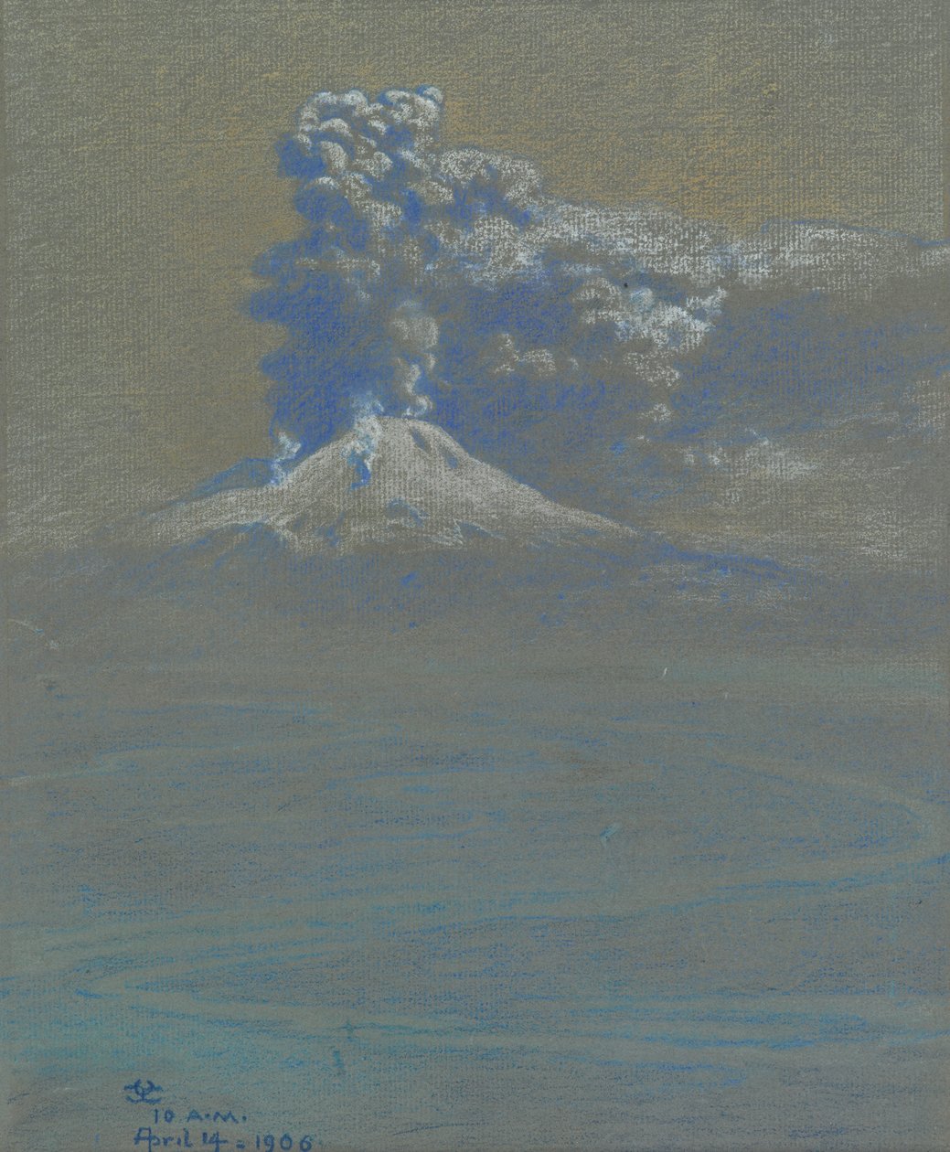 灰の上のシャワー、オッタヴィアーノ、1906年（灰青色の紙の上にパステル） 作： チャールズ・キャリル・コールマン