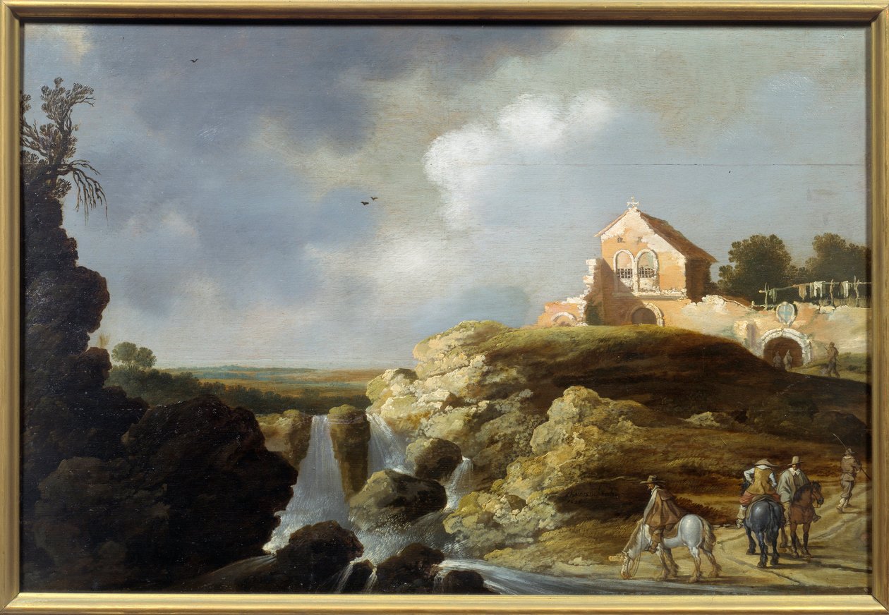 イタリアの風景画。カレル・デ・ホーホ（？-1638）の絵画 作： チャールズ・コルネリス・デ・ホーチ