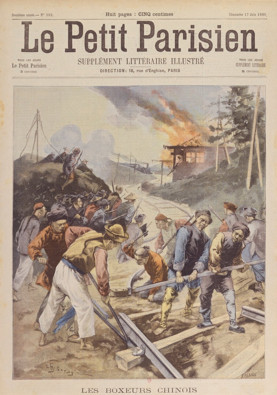 義和団の乱（1900-01）、義和団は鉄道を妨害、1900年6月（プリント）