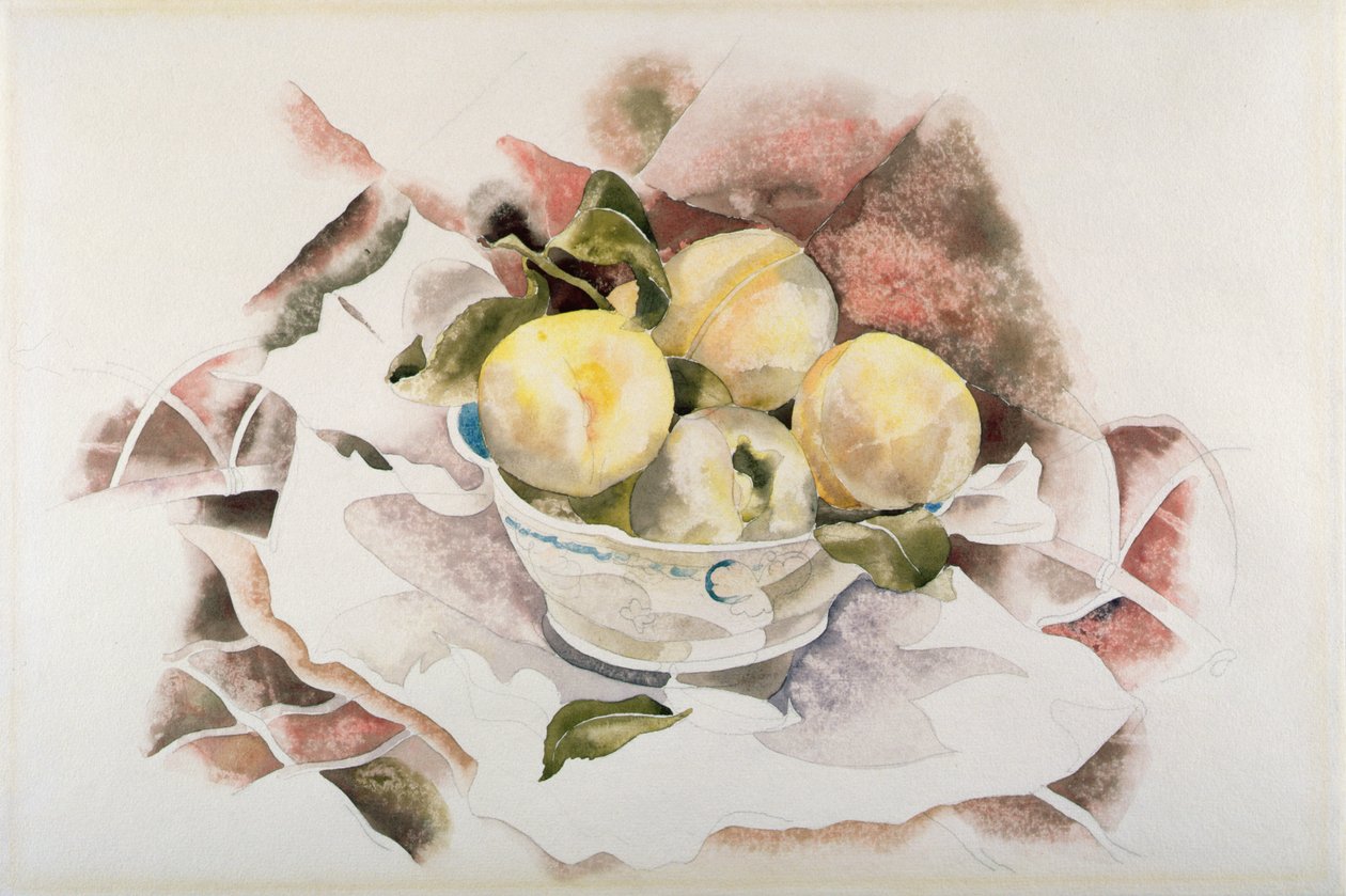 静物画「桃」1922年頃（紙に黒鉛の上に水彩）。 作： チャールズ・デマス