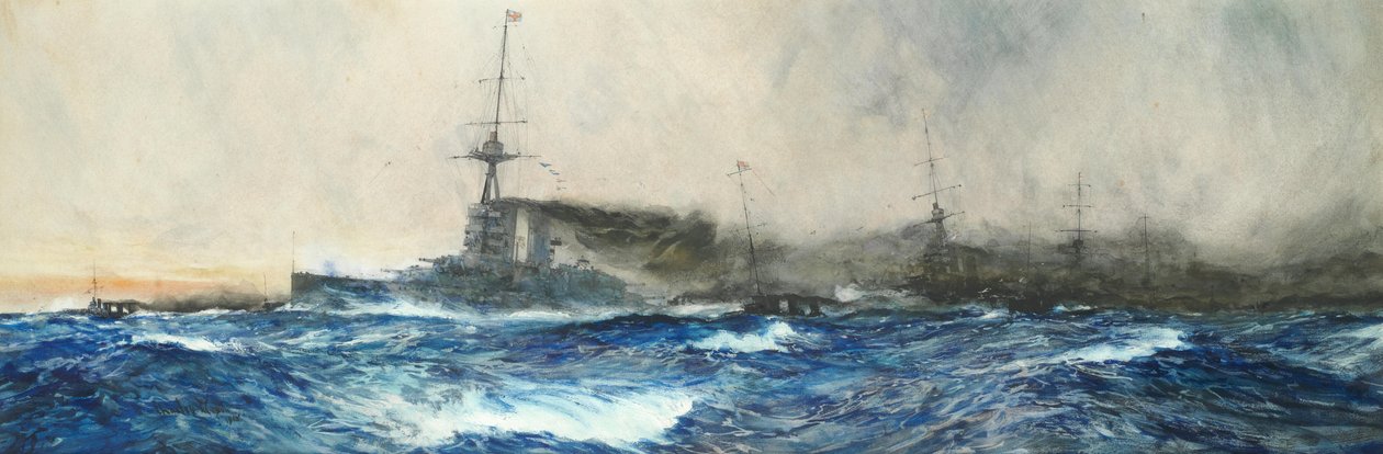 艦隊の他の主力艦を率いるHMSアイアン・デューク 作： チャールズ・ディクソン