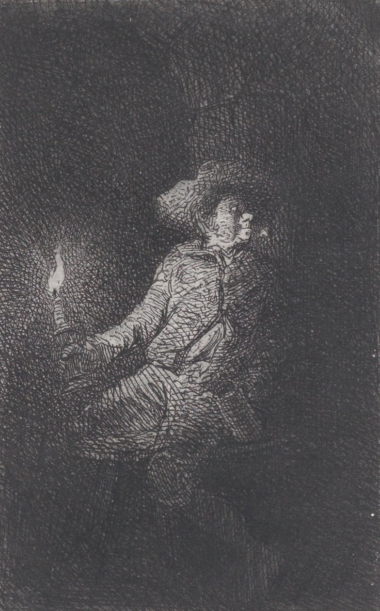 洞窟の男、1842年。 作： チャールズ・エミール・ジャック