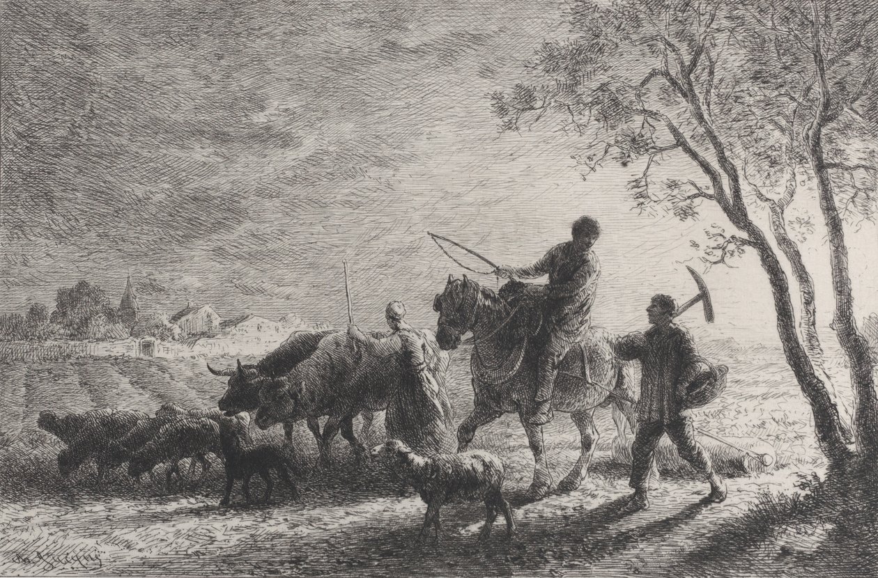 フィールドからの帰還、1865年。 作： チャールズ・エミール・ジャック