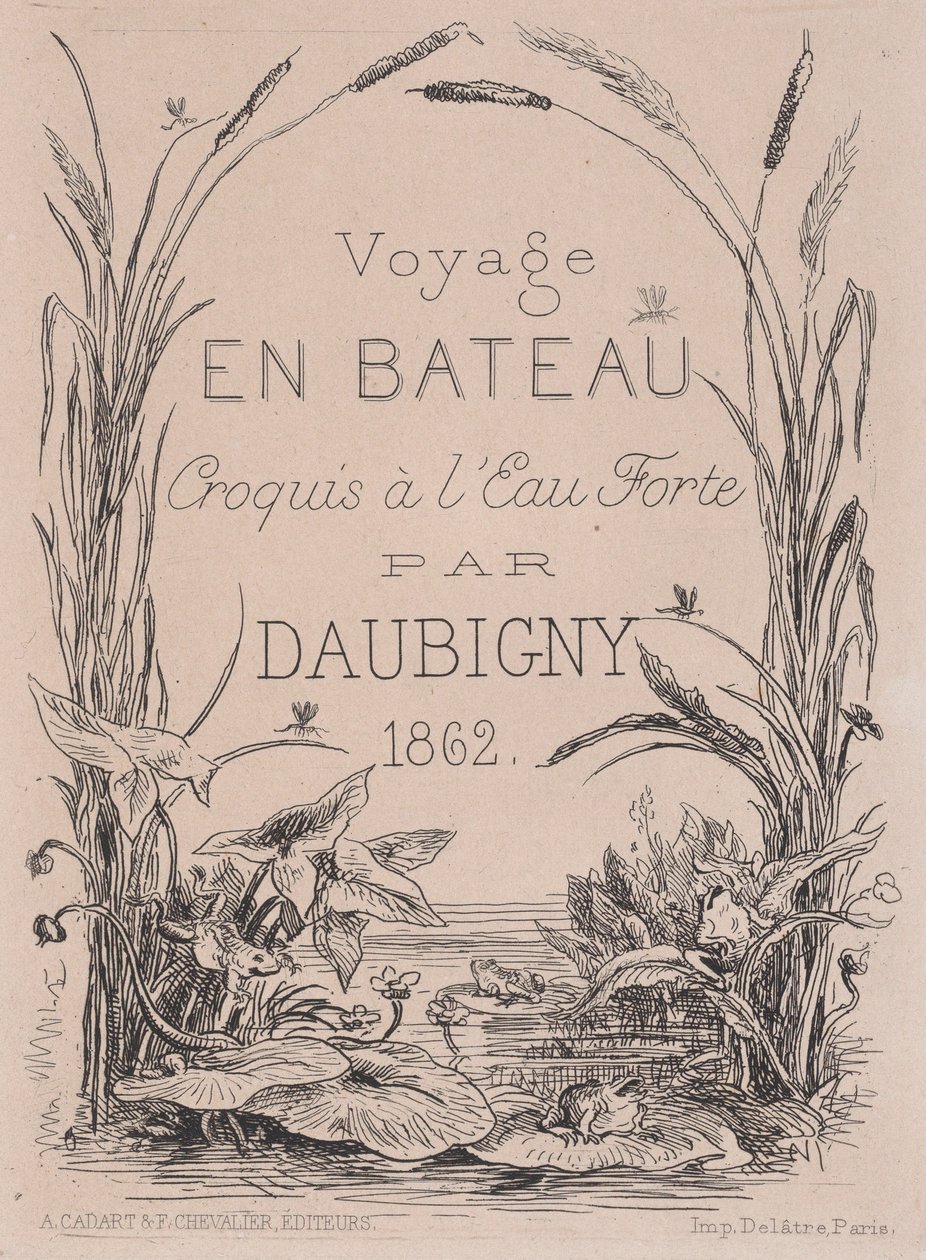 口絵、船による航海、1862年。 作： チャールズ・フランソワ・ドービニー