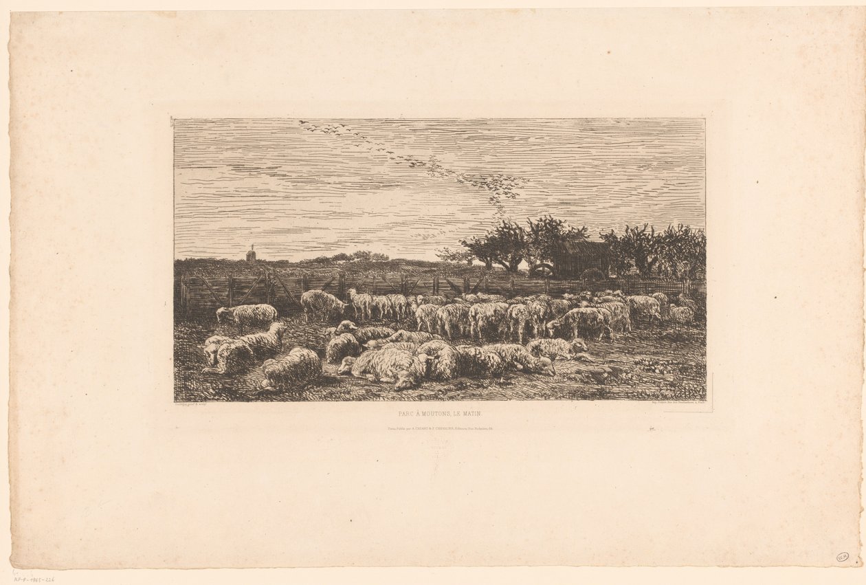 羊の群れのある風景 Parc à moutons, le matin (オブジェクトのタイトル) 作： チャールズ・フランソワ・ドービニー