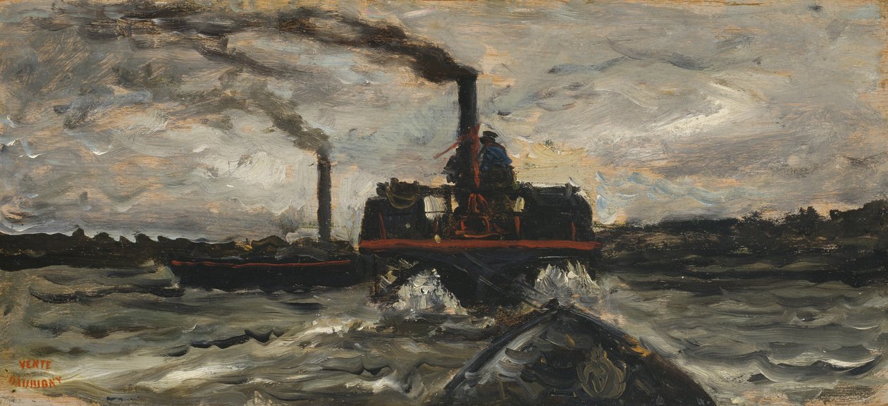 リバーボート、1860年頃 作： チャールズ・フランソワ・ドービニー