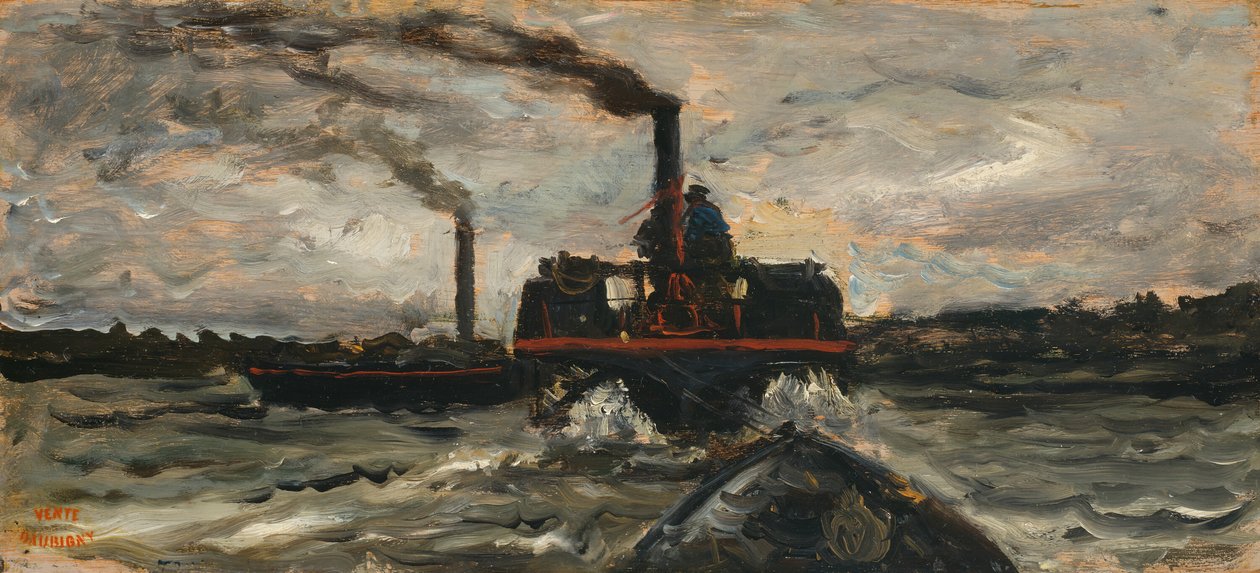 リバーボート、c。 1860年。 作： チャールズ・フランソワ・ドービニー
