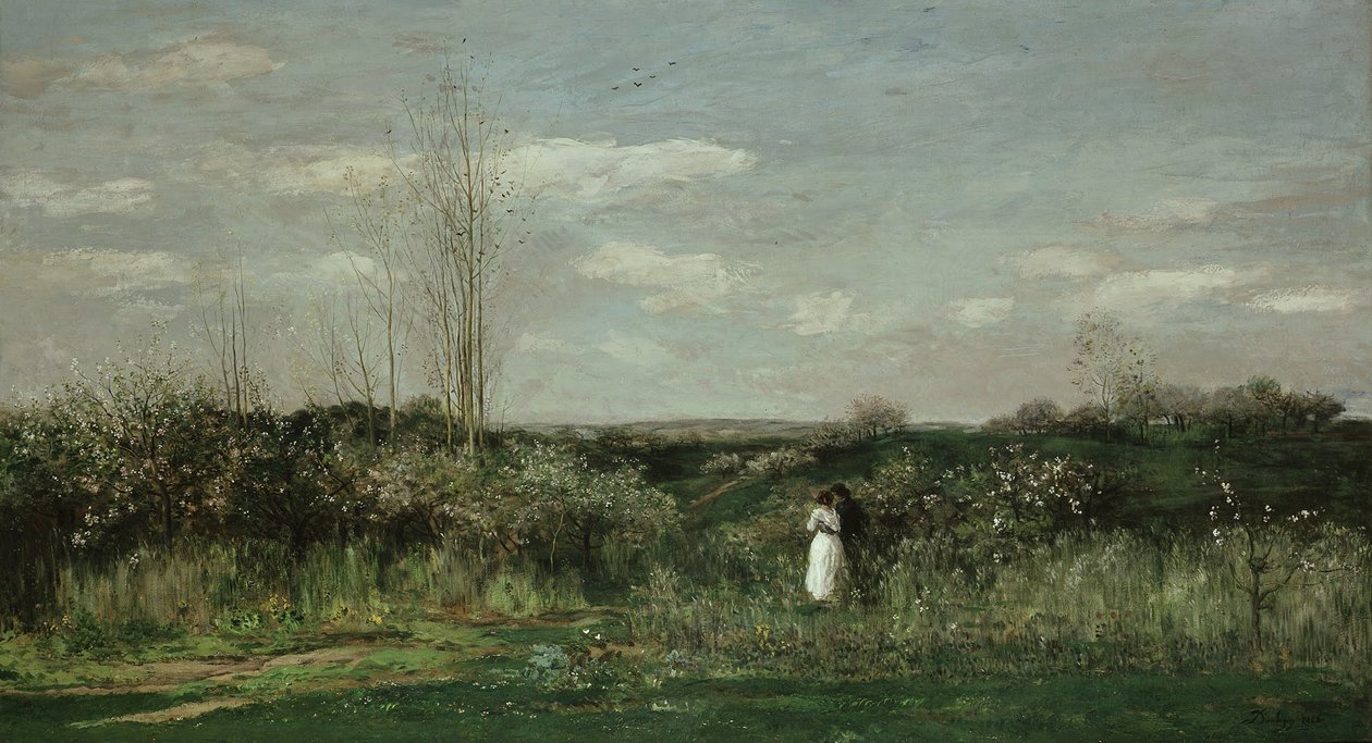 春の風景、1862 作： チャールズ・フランソワ・ドービニー