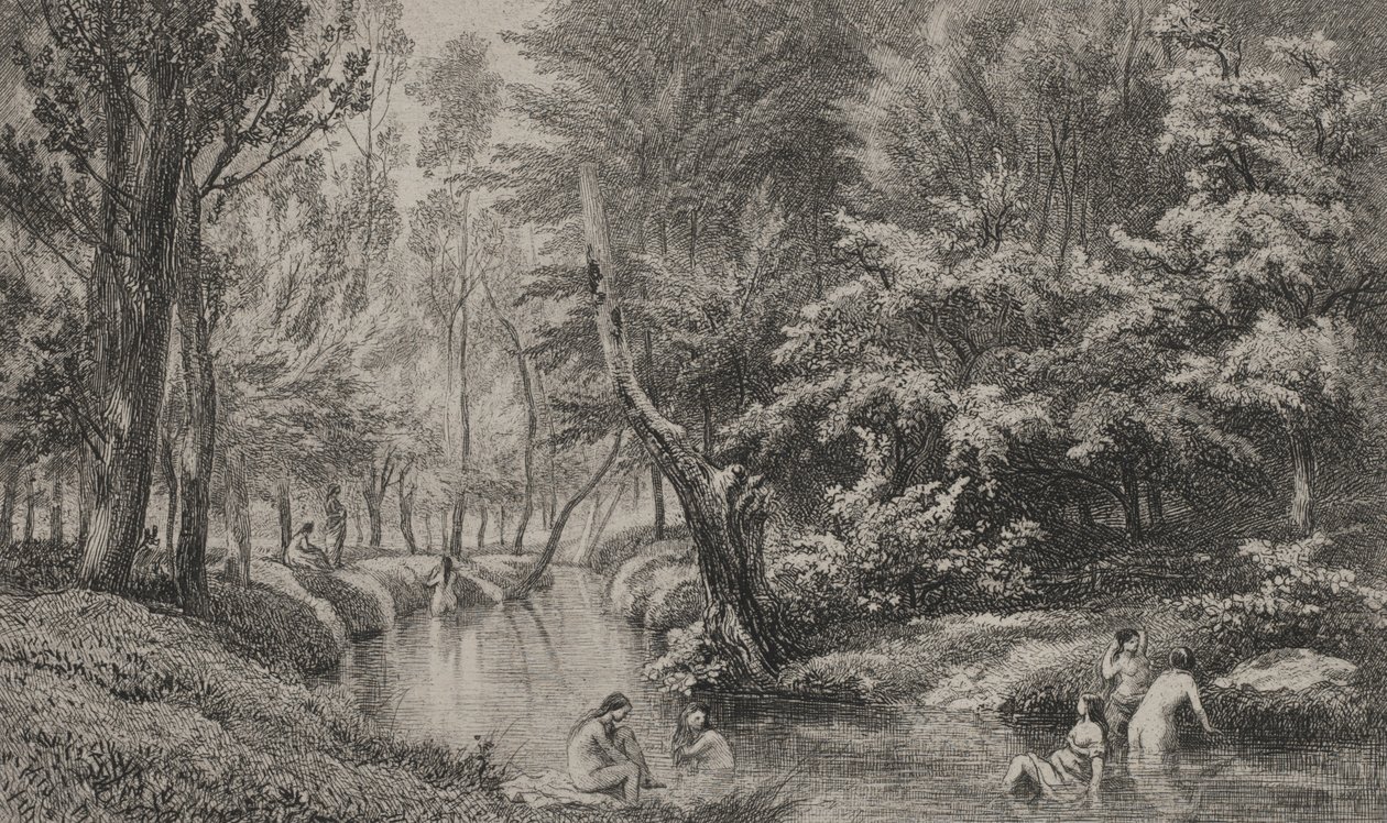 入浴者、c。 1847年。 作： チャールズ・フランソワ・ドービニー
