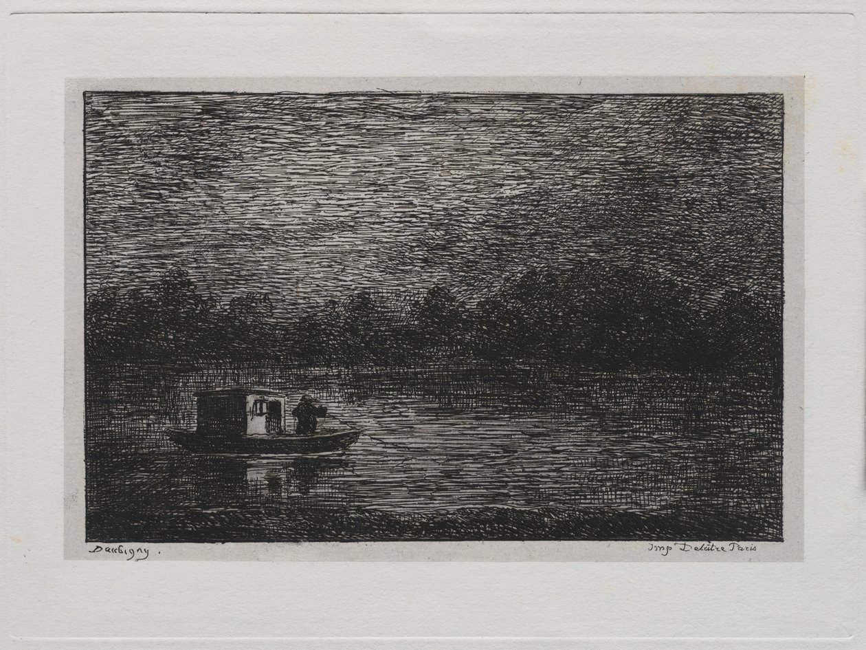 The Boat Trip: Night Voyage or Net Fishing 第 2 版、1861 年。 作： チャールズ・フランソワ・ドービニー