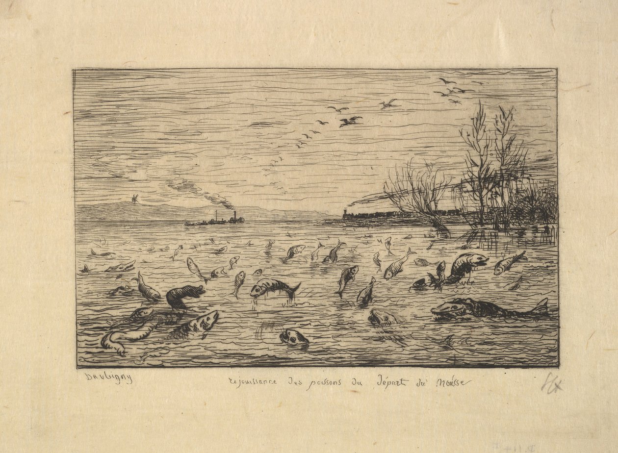 魚はキャビンボーイの出発、1861年に喜びました。 作： チャールズ・フランソワ・ドービニー